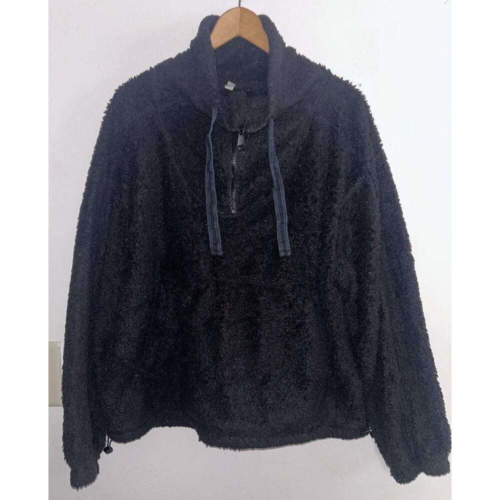 Black Free People Movement Sherpa Fleece 1/4 Zip Long Sleeve Sweatshirt Medium